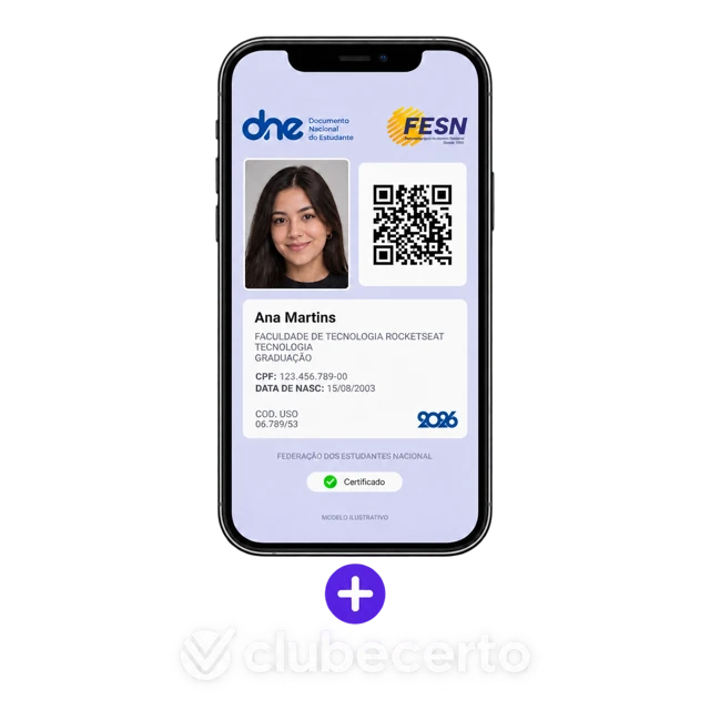 DNE digital no celular e acesso ao Clube Certo, composição ilustrativa.